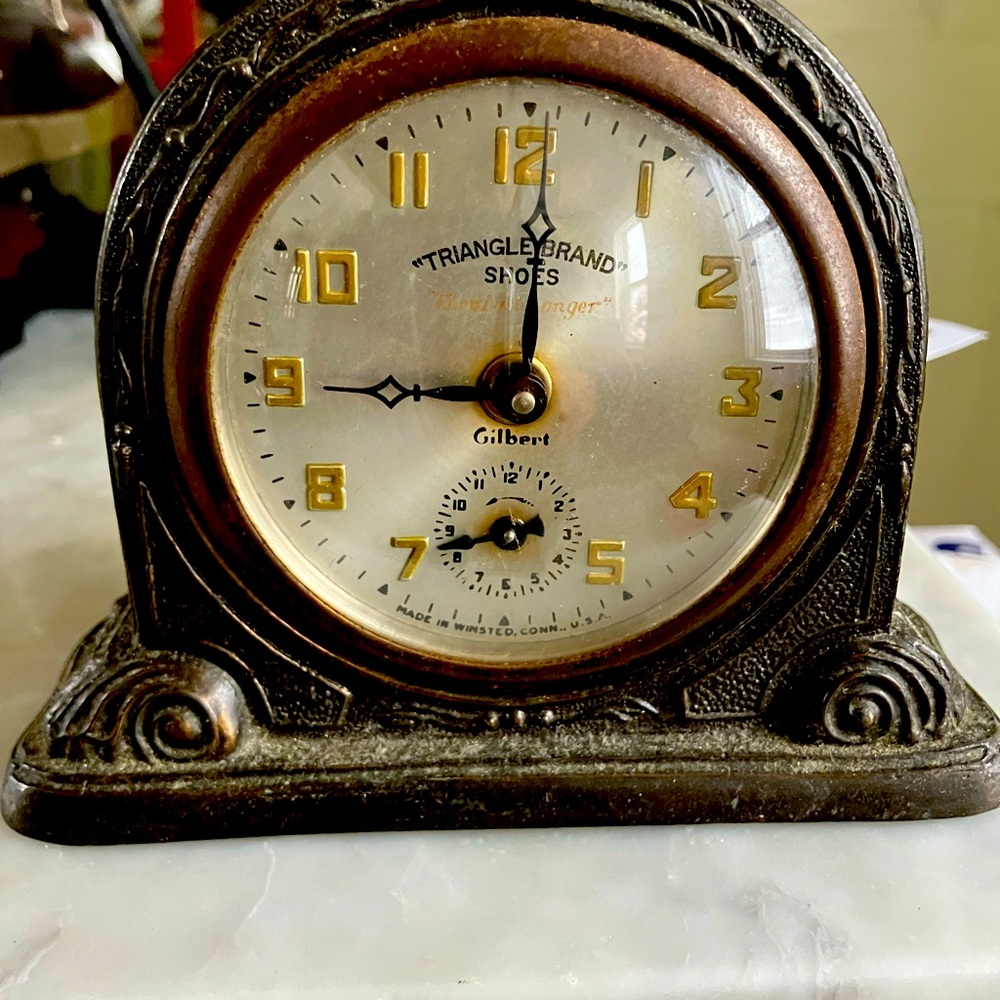 Antique 1920 Gilbert Bronze Advertising Clock